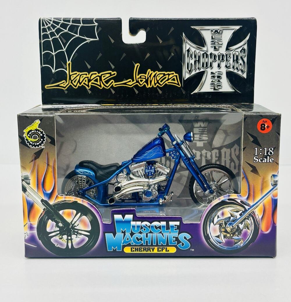 Muscle Machines 1:18 Cherry CFL Blue Jesse James West Coast Choppers Sealed